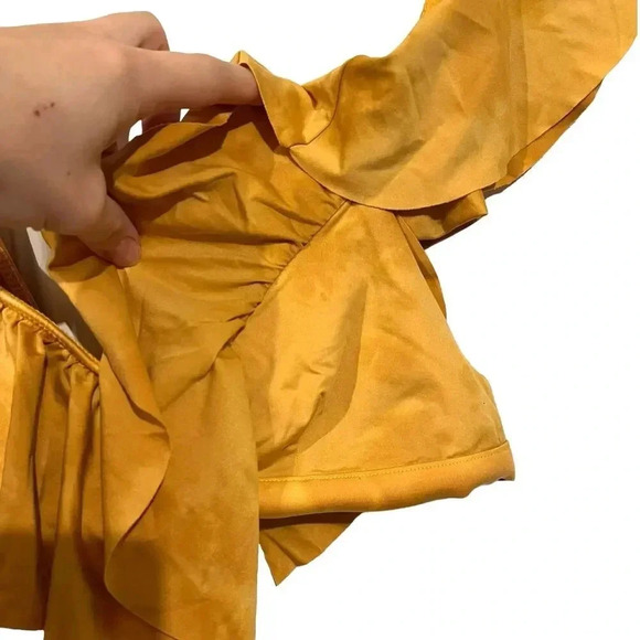 Blue Life Yellow Tie Dye Flutter Bikini Top S - Picture 4 of 7